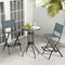 Set of 2 Folding Bar Stools with Backrest and Footrest for Outdoor Use